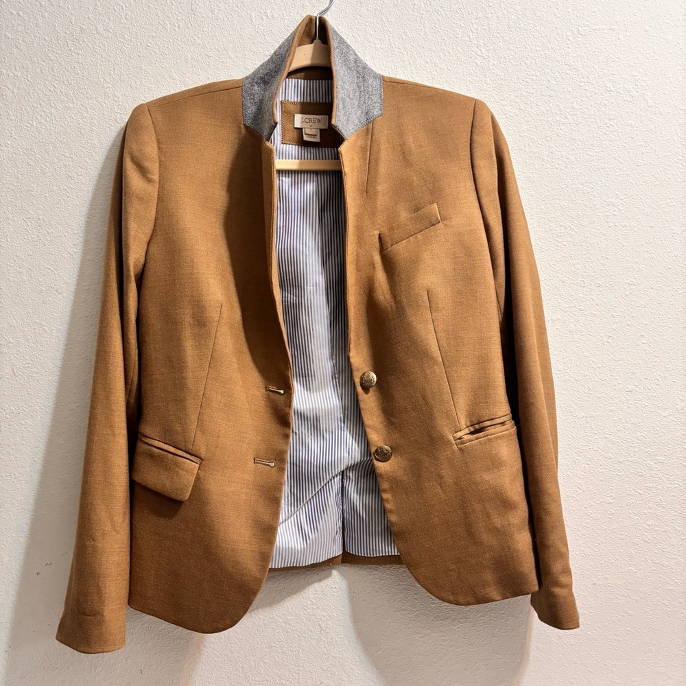 J. Crew Original Schoolboy Blazer Camel Blazer with Gray Accents Size 4 - Picture 3 of 9
